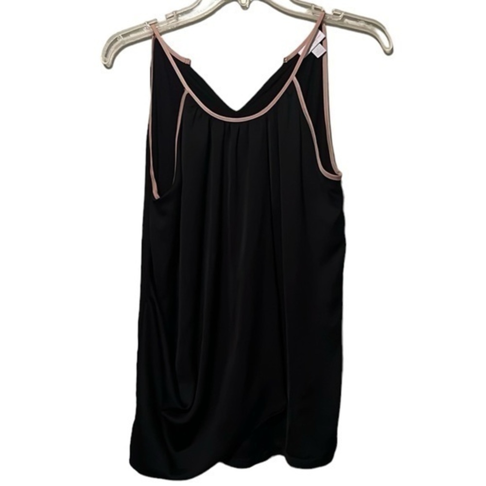 New York & Co tank top blouse overlay size medium stretch black/tan